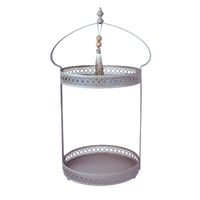 صينية تقديم معدنية بدورين بتصميم زخرفي أنيق