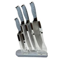 طقم سكاكين مطبخ فاخر مع حامل شفاف – 5 قطع