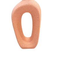 مزهرية ديكور خزفية بيضاوية بلون وردي فاتح