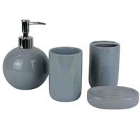 طقم إكسسوارات حمام سيراميك رمادي – 4 قطع