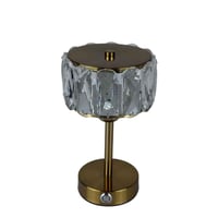 مصباح طاولة كريستالي فاخر بإضاءة LED وقاعدة ذهبية