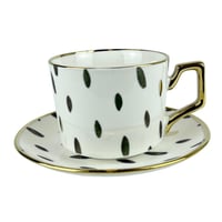 طقم فناجين قهوة بتصميم قطري أنيق – 6 قطع مع صحون