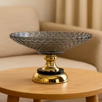 حامل فواكه زجاجي بقاعدة ذهبية فاخرة