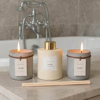 طقم فواحة وشموع عطرية فاخرة برائحة الفانيليا