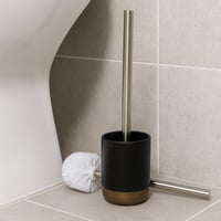 فرشاة حمام مع حافظة سيراميك أسود بلمسة ذهبية