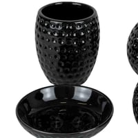 طقم إكسسوارات حمام سيراميكية - أسود فاخر