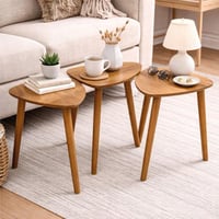 طقم طاولات جانبية خشبية متداخلة ثلاث قطع