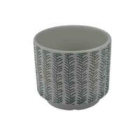 أصيص سيراميك مزخرف بنقشة أوراق