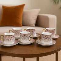 طقم فناجين قهوة مزخرف – 6 قطع فاخرة