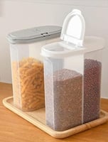 علبة تخزين بلاستيكية بقسمين وغطاء محكم