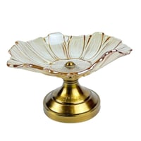 أطباق تقديم زجاجية بقاعدة معدنية