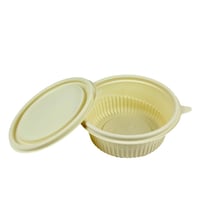 علبة تخزين طعام بلاستيكية بغطاء – لون أصفر باستيل