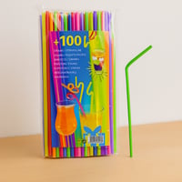 مجموعة مصاصات بلاستيكية ملونة للاستعمال مرة واحدة...