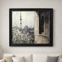 لوحة نافذة المدينة الهادئة بتصميم فني كلاسيكي