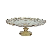 طبق تقديم زجاجي فاخر بلون عنبري – تصميم هندسي