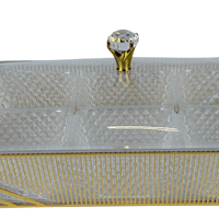 صحن تقديم فاخر بزخرفة ذهبية ومقبض كريستالي – 6 أقس...