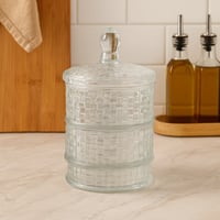 برطمان زجاجي شفاف بطبقتين وغطاء محكم