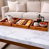 طقم صواني تقديم خشبية ثلاث مقاسات