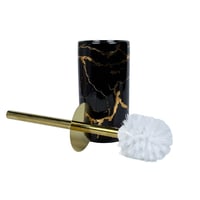 فرشاة حمام بتصميم رخامي فاخر باللون الأسود والذهبي