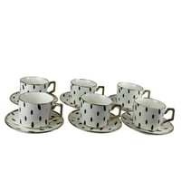 طقم فناجين قهوة بتصميم قطري أنيق – 6 قطع مع صحون