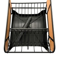 رف تجفيف صحون معدني خشبي – متعدد الاستخدامات للمطب...