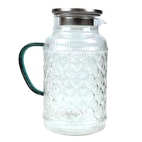طقم إبريق عصير زجاجي بنقشة أنيقة مع 6 أكواب