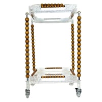 عربة تقديم فاخرة بمقبض خشبي وتصميم أكريليك شفاف