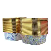 قوالب ورقية مربعة مزخرفة ببطانة ذهبية 20 قالب