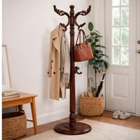 علاقة ملابس أرضية خشبية كلاسيك متعددة الخطافات