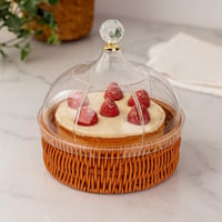 قاعدة كيك بتصميم سلة مع غطاء كريستالي