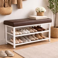 بنش مدخل مع رفوف احذية ومقعد مبطن