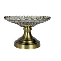 حامل حلى زجاجي بقاعدة معدنية فاخرة