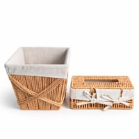 طقم سلال تخزين من الخيزران مع بطانة قماشية – تصميم...