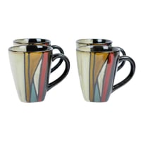 طقم أواني طعام سيراميك بنمط هندسي عصري – 16 قطعة