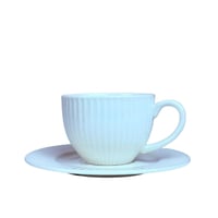 طقم اكواب مزخرفة أبيض ـ 6 اكواب مع سيسر