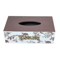 علبة مناديل خشبية بنقشة ريفية