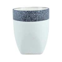 طقم إكسسوارات حمام 4 قطع بتصميم أبيض وحافة زرقاء