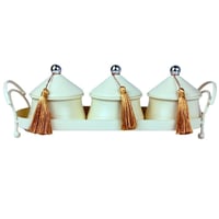 طقم ضيافة بثلاث علب مع صينية معدنية أنيقة