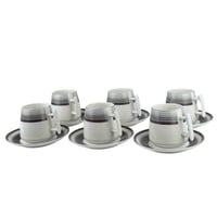 قم فناجين قهوة بورسلان بنقشة هندسية – 6 قطع