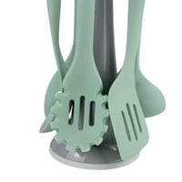 طقم أدوات مطبخ سيليكون مع حامل دوّار