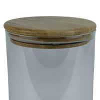 برطمان زجاجي شفاف بغطاء خشبي