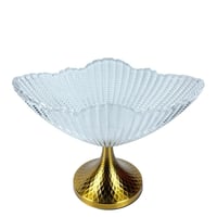 وعاء تقديم زجاجي مرتفع بقاعدة ذهبية الوصف: