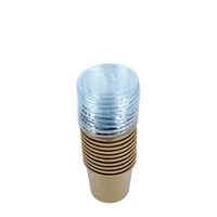 أكواب ورقية كرافت بغطاء بلاستيكي شفاف 25 كوب