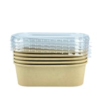 علبة طعام ورقية مستطيلة بغطاء شفاف محكم