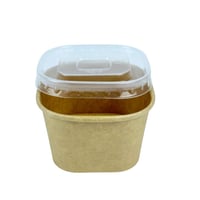 علبة طعام ورقية مربعة بغطاء بلاستيكي محكم