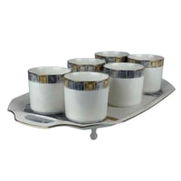 طقم شاي سيراميك فاخر بزخارف مربعة