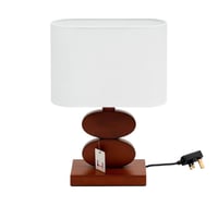 مصباح طاولة ديكوري بقاعدة حجرية الشكل وغطاء قماشي...