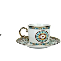 طقم فناجين شاي بورسلان مزخرف مع صحون