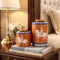 طقم فازات ديكور فاخرة بنقوش الفروسية الكلاسيكية