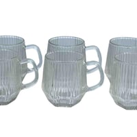 طقم أكواب زجاجية شفافة مخططة – 6 قطع